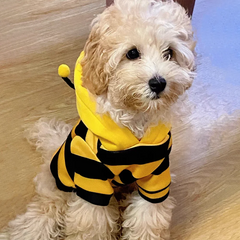 Cute Bee Costume Pet Hoodie Warm Dog Cat Sweater Cosplay Outfit