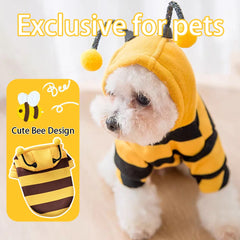 Cute Bee Costume Pet Hoodie Warm Dog Cat Sweater Cosplay Outfit