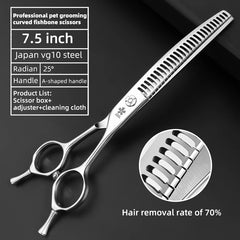 Professional Fishbone Grooming Scissors Japan VG10 Steel Pet Trimming Shears 7.5