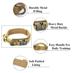 Adjustable Tactical Dog Collar Nylon Heavy Duty Metal Buckle Training Medium Large