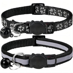 2pcs Reflective Cat Dog Collar Anti Lost Safety Adjustable Night Collar Set