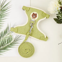 Cute Dog Harness Leash Set Soft Padded Small Pet Vest