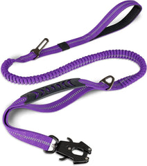 Reflective Shock Absorbing Bungee Dog Leash Car Seatbelt Heavy Duty No Pull