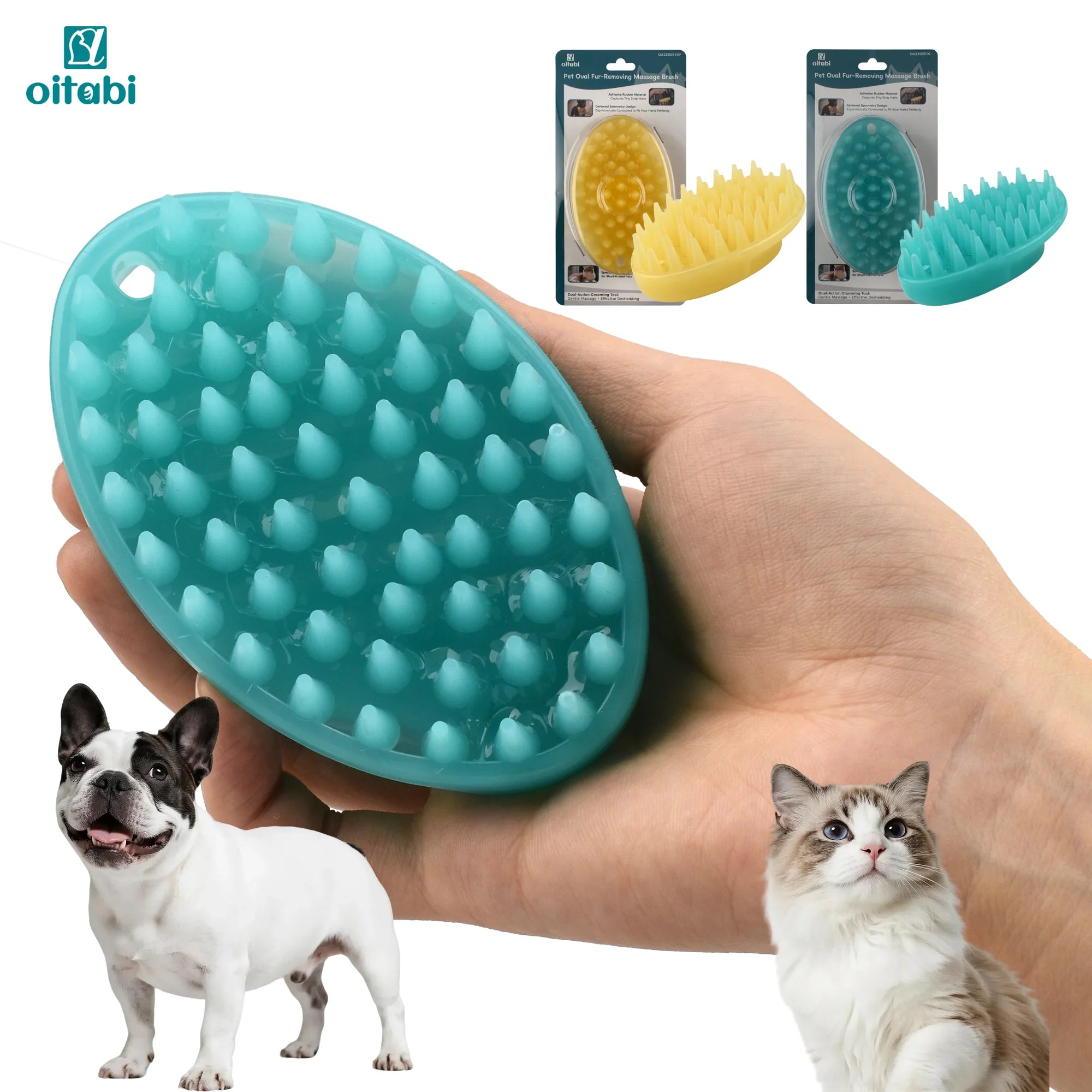 Soft Rubber Pet Grooming Brush Bath Massage Deshedding Tool Short Hair