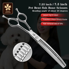 Professional Fishbone Grooming Scissors Japan VG10 Steel Pet Trimming Shears 7.5