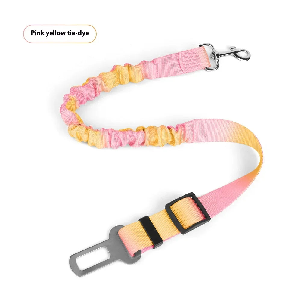 Retractable Dog Car Seat Belt Adjustable Elastic Safety Travel Leash Anti Chew