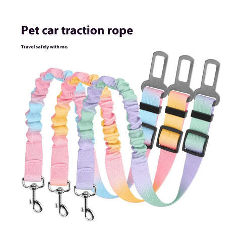 Retractable Dog Car Seat Belt Adjustable Elastic Safety Travel Leash Anti Chew