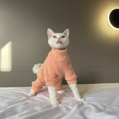 Fleece Cat Jumpsuit Warm 4 Legged Sphynx Devon Rex Pet Sweater