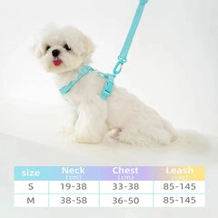 Adjustable Macaron Dog Harness Collar Leash Set Reflective Small Pet Walking