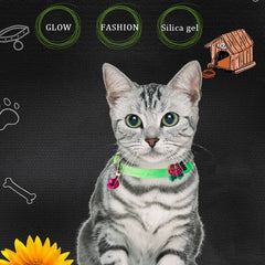 Luminous Glow Cat Collar Fluorescent Silicone Anti Loss Bell Pet Necklace
