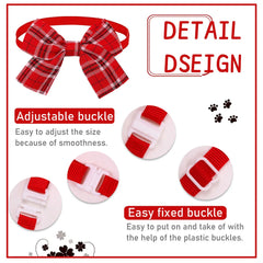 10pcs Adjustable Plaid Dog Bow Tie Set Handmade Pet Grooming Accessories