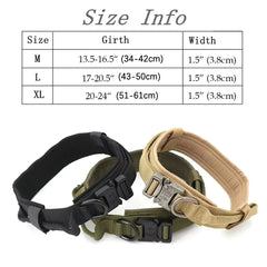 Adjustable Tactical Dog Collar Nylon Heavy Duty Metal Buckle Training Medium Large
