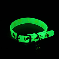 Luminous Glow Cat Collar Fluorescent Silicone Anti Loss Bell Pet Necklace