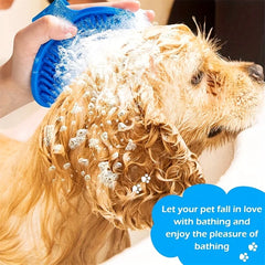 Silicone Dog Bath Brush Pet Shampoo Massage Comb Adjustable Handle Groomer