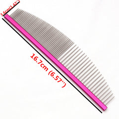Aluminum Handle Pet Grooming Comb Colorful Dog Cat Detangling Brush Tool