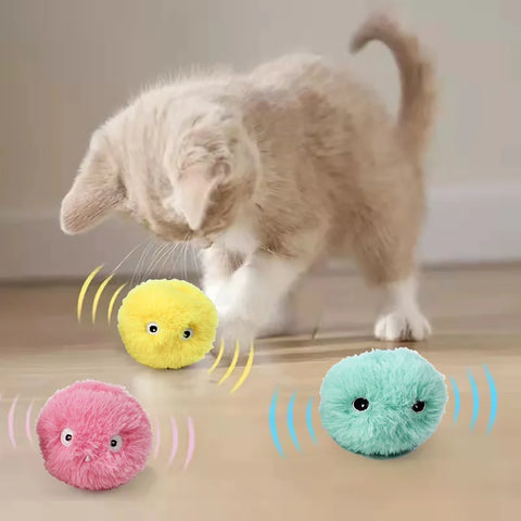 Smart Interactive Cat Ball Plush Electric Catnip Touch Squeaky Toy Training