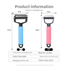 Double Sided Pet Detangling Comb Stainless Steel Shedding Grooming Brush Tool