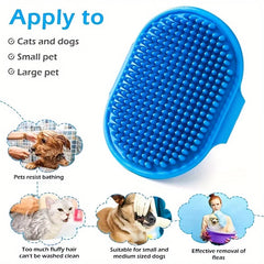 Silicone Dog Bath Brush Pet Shampoo Massage Comb Adjustable Handle Groomer