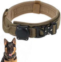 Waterproof Tactical Dog Collar Handle Zinc Buckle AirTag Compatible Medium Large
