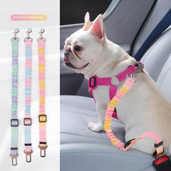 Retractable Dog Car Seat Belt Adjustable Elastic Safety Travel Leash Anti Chew